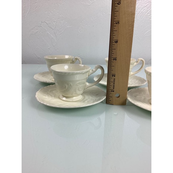 Vintage Steubenville Adam Antique Demitasse cup & saucer set of 4 - Picture 10 of 12